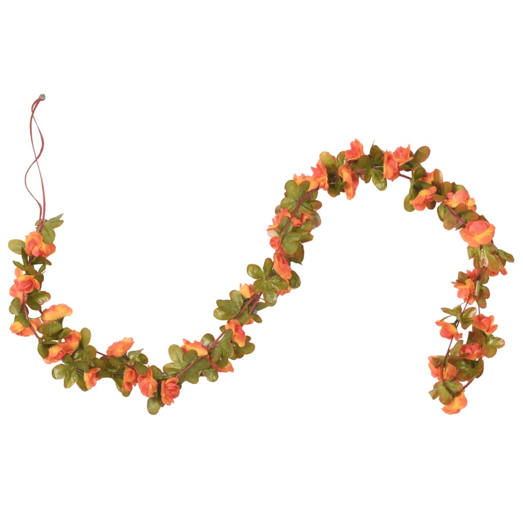 Guirnaldas de flores de navidad 6 uds naranja 250 cm v6849 - Vetonek