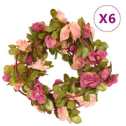 Guirnaldas de flores de navidad 6 uds rojo y rosa 250 cm v6856 Vetonek