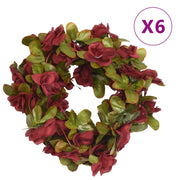 Guirnaldas de flores de navidad 6 uds rojo tinto 250 cm v6863 Vetonek