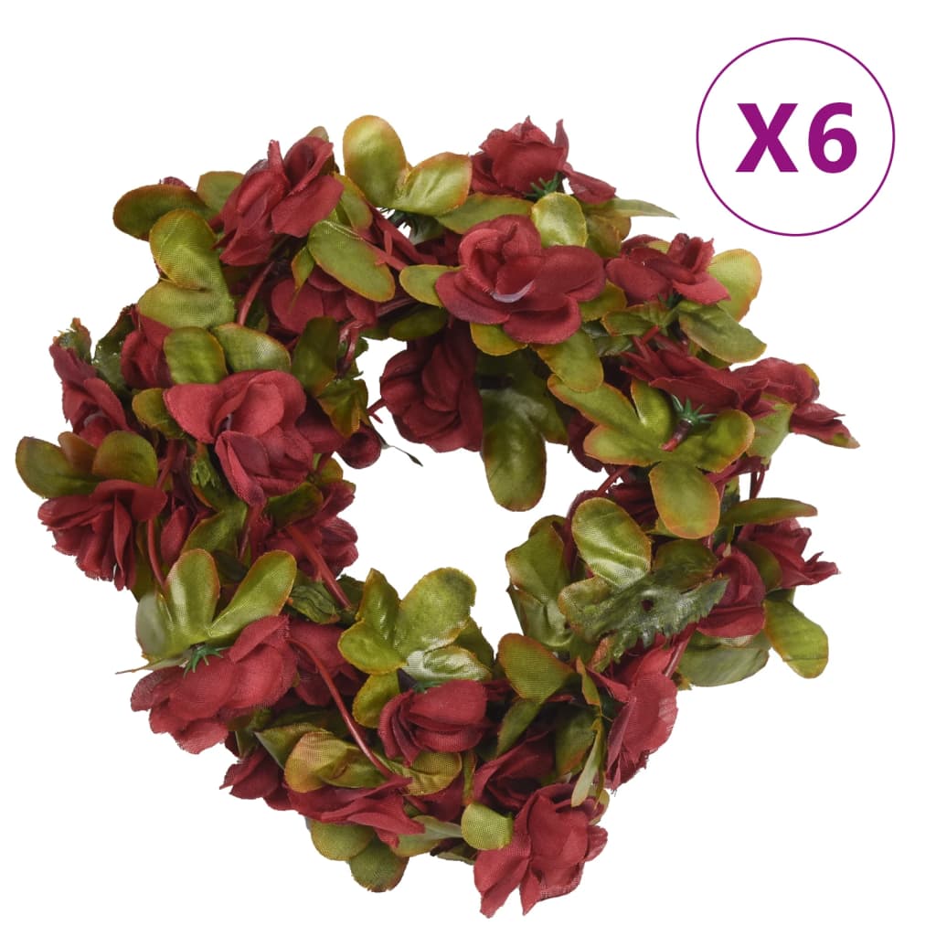 Guirnaldas de flores de navidad 6 uds rojo tinto 250 cm v6863 Vetonek
