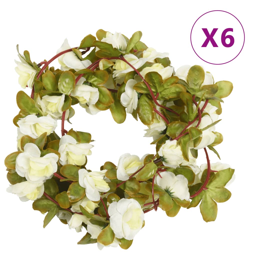 Guirnaldas de flores de navidad 6 uds blanco 250 cm v6870 Vetonek