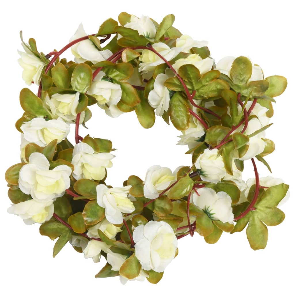 Vetonek Guirnaldas de flores de Navidad 6 uds blanco 250 cm