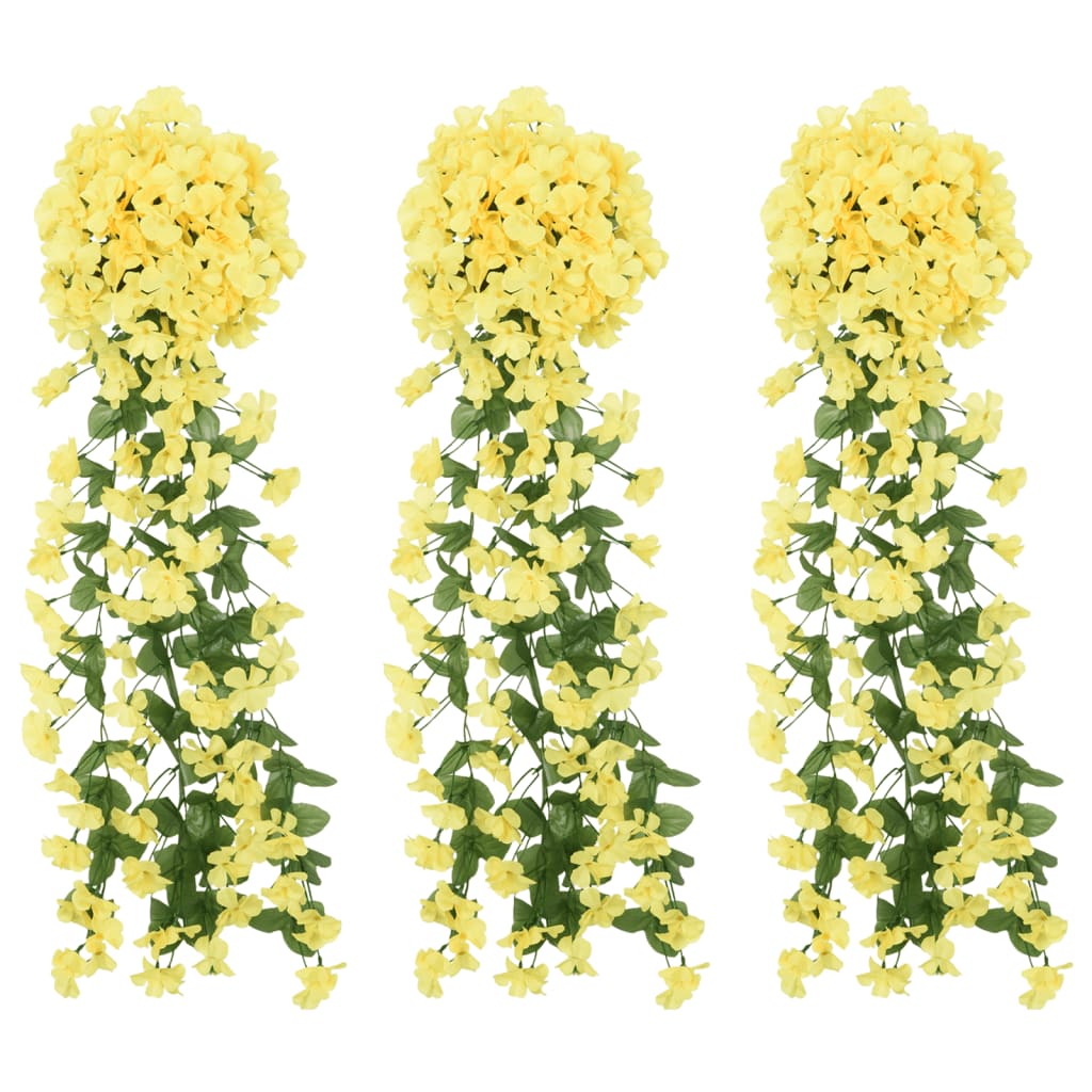 Vetonek Guirnaldas de flores de Navidad 3 uds amarillo 85 cm