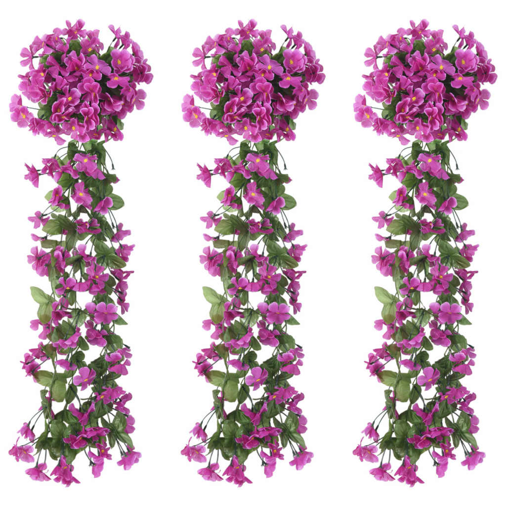 Guirnaldas de flores de navidad 3 uds morado claro 85 cm v6900 Vetonek