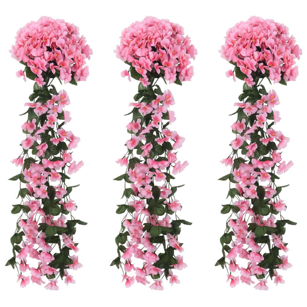 Vetonek Guirnaldas de flores de Navidad 3 uds rosa 85 cm