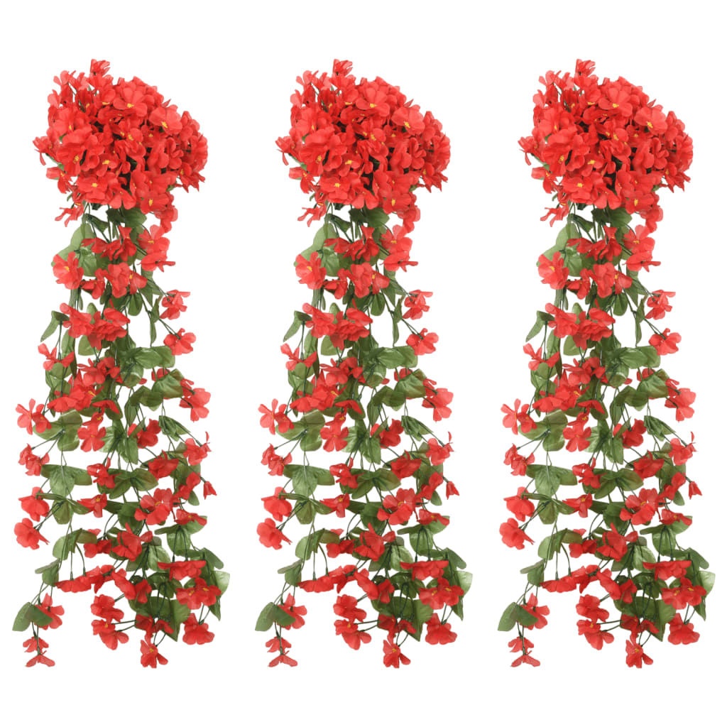 Vetonek Guirnaldas de flores de Navidad 3 uds rojo 85 cm