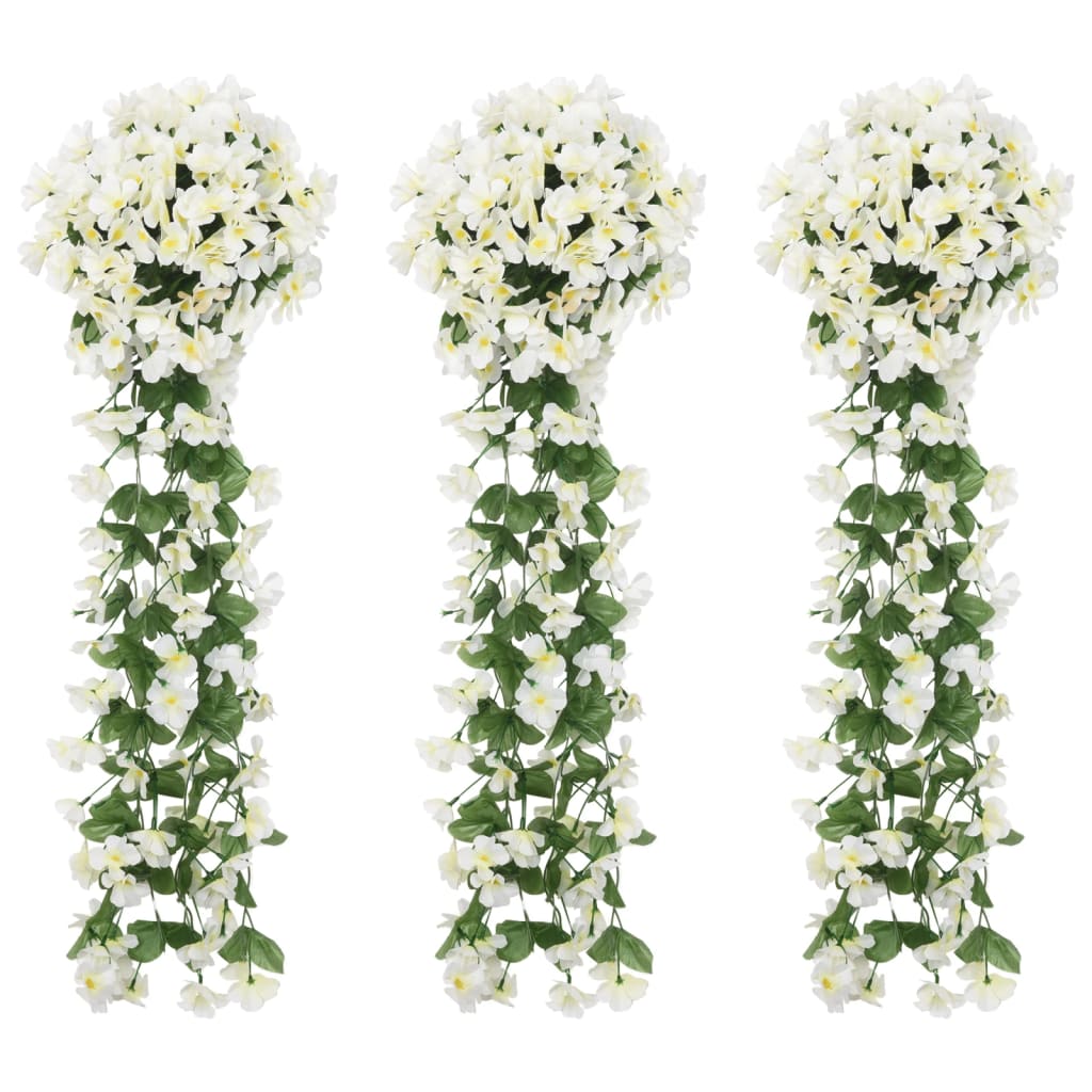 Vetonek Guirnaldas de flores de Navidad 3 uds blanco 85 cm