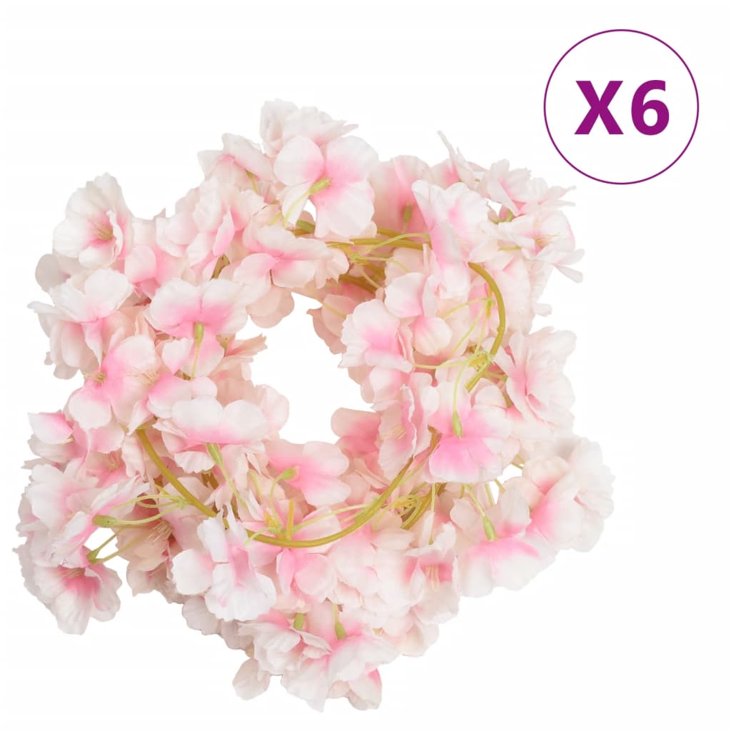 Guirnaldas de flores de navidad 6 uds rosa claro 180 cm v6979 Vetonek