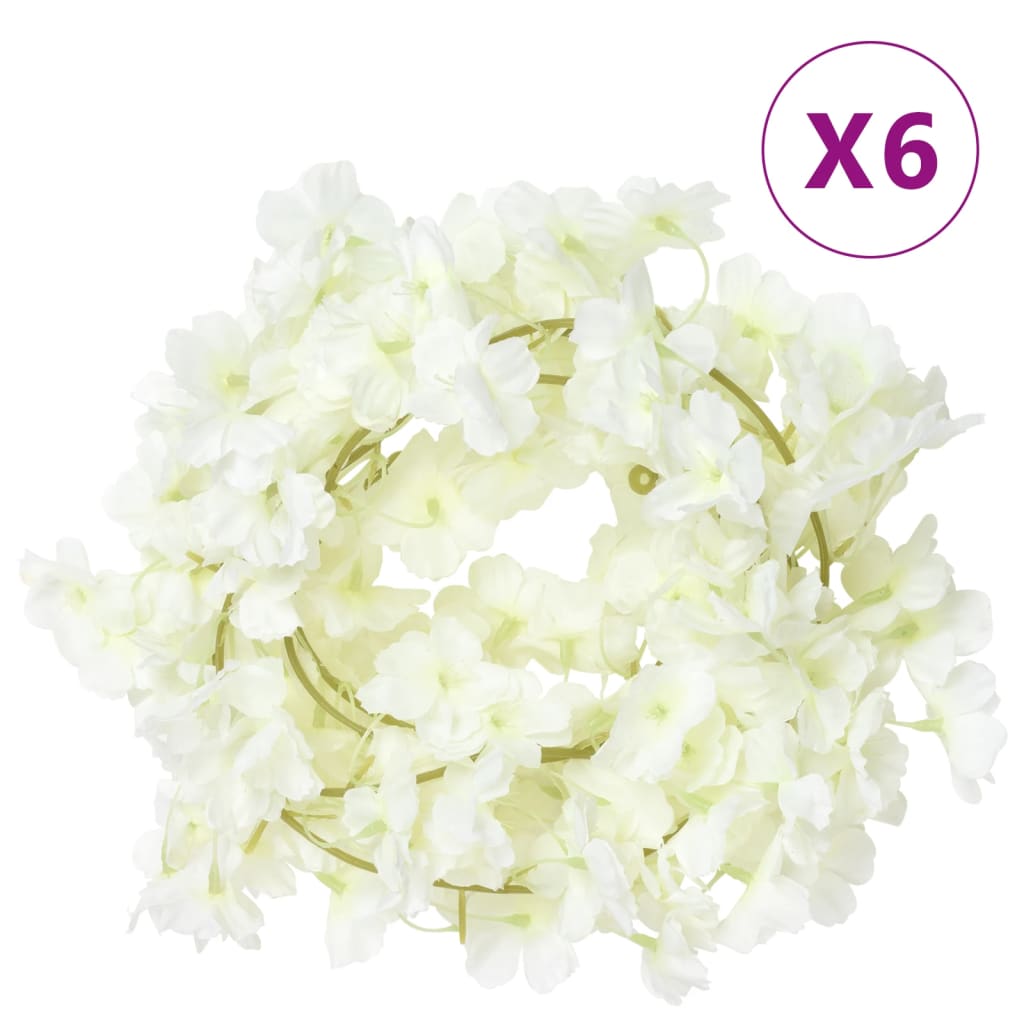 Guirnaldas de flores de navidad 6 uds blanco 180 cm v6986 Vetonek