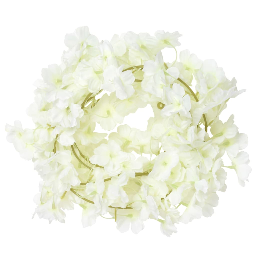 Vetonek Guirnaldas de flores de Navidad 6 uds blanco 180 cm