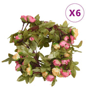 Guirnaldas de flores de navidad 6 uds rosa 215 cm v7020 Vetonek
