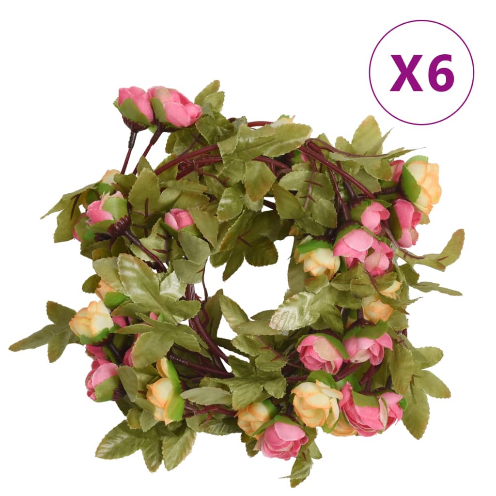 Guirnaldas de flores de navidad 6 uds rosa 215 cm v7020 Vetonek