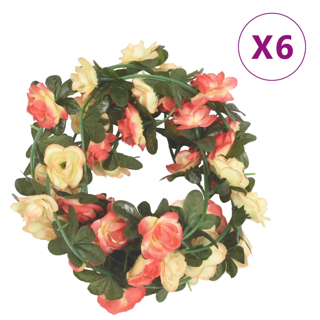 Guirnaldas de flores de navidad 6 uds rosa y champagne 240 cm v7044 Vetonek