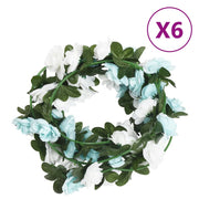 Guirnaldas de flores de navidad 6 uds azul y blanco 240 cm v7051 Vetonek