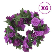 Guirnaldas de flores de navidad 6 uds morado claro 240 cm v7068 Vetonek