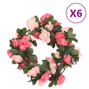 Guirnaldas de flores de navidad 6 uds rosa 240 cm v7075 Vetonek