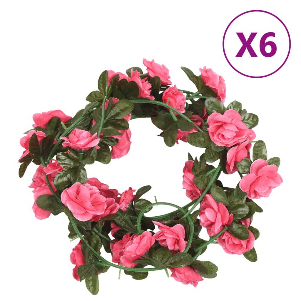 Guirnaldas de flores de navidad 6 uds rojo y rosa 240 cm v7082 Vetonek