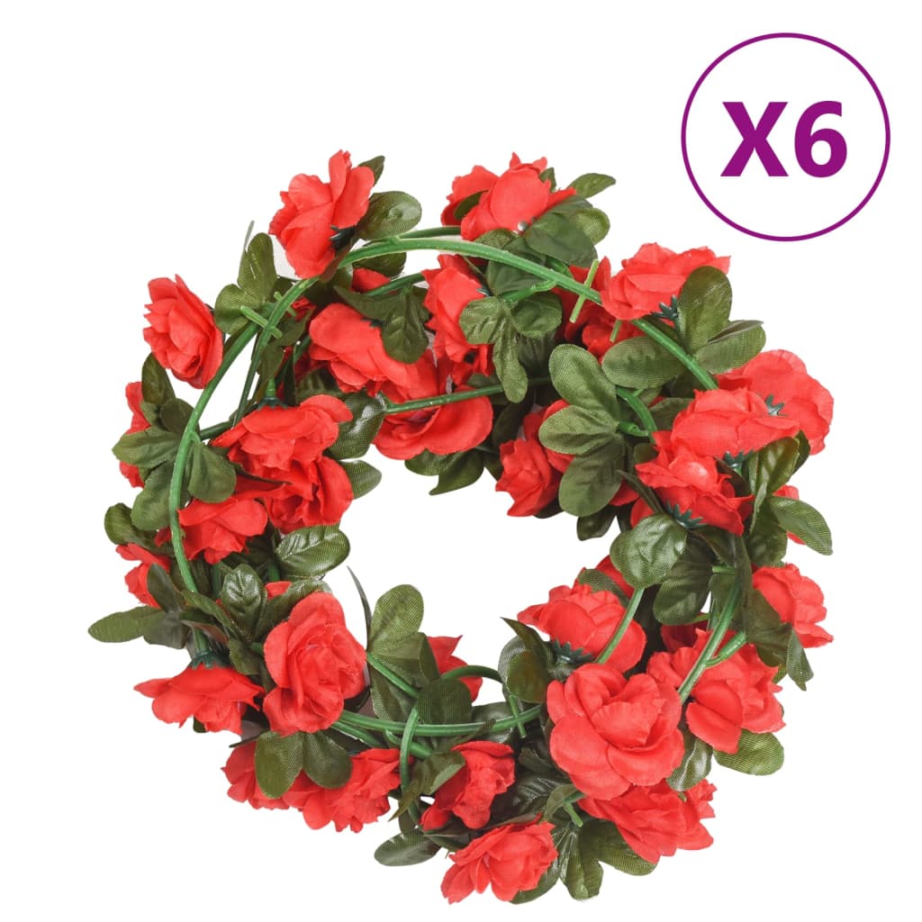 Guirnaldas de flores de navidad 6 uds rojo 240 cm v7099 Vetonek