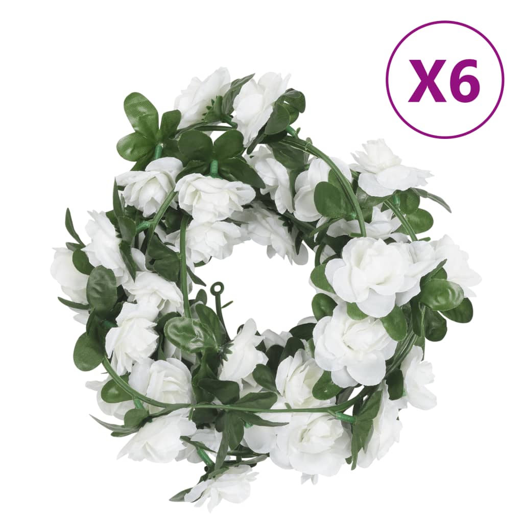 Guirnaldas de flores de navidad 6 uds blanco 240 cm v7105 Vetonek