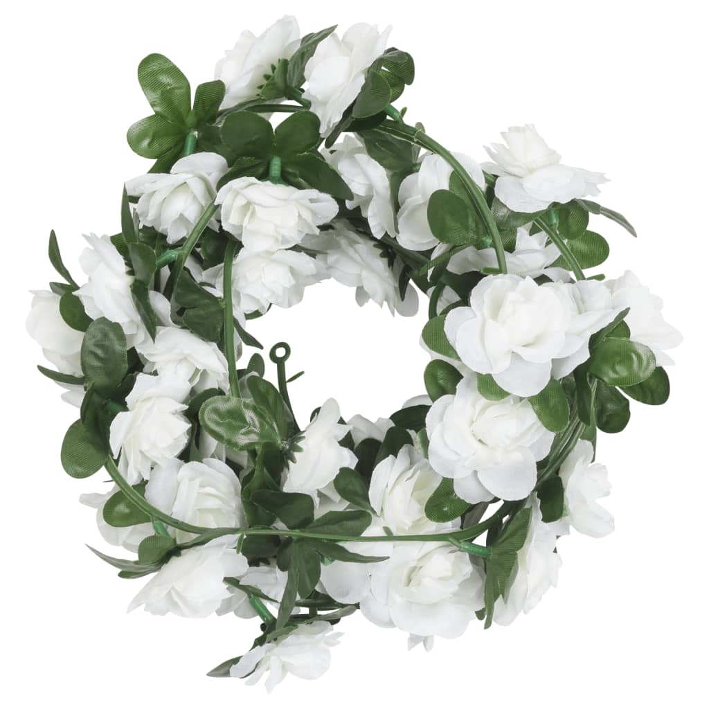 Vetonek Guirnaldas de flores de Navidad 6 uds blanco 240 cm