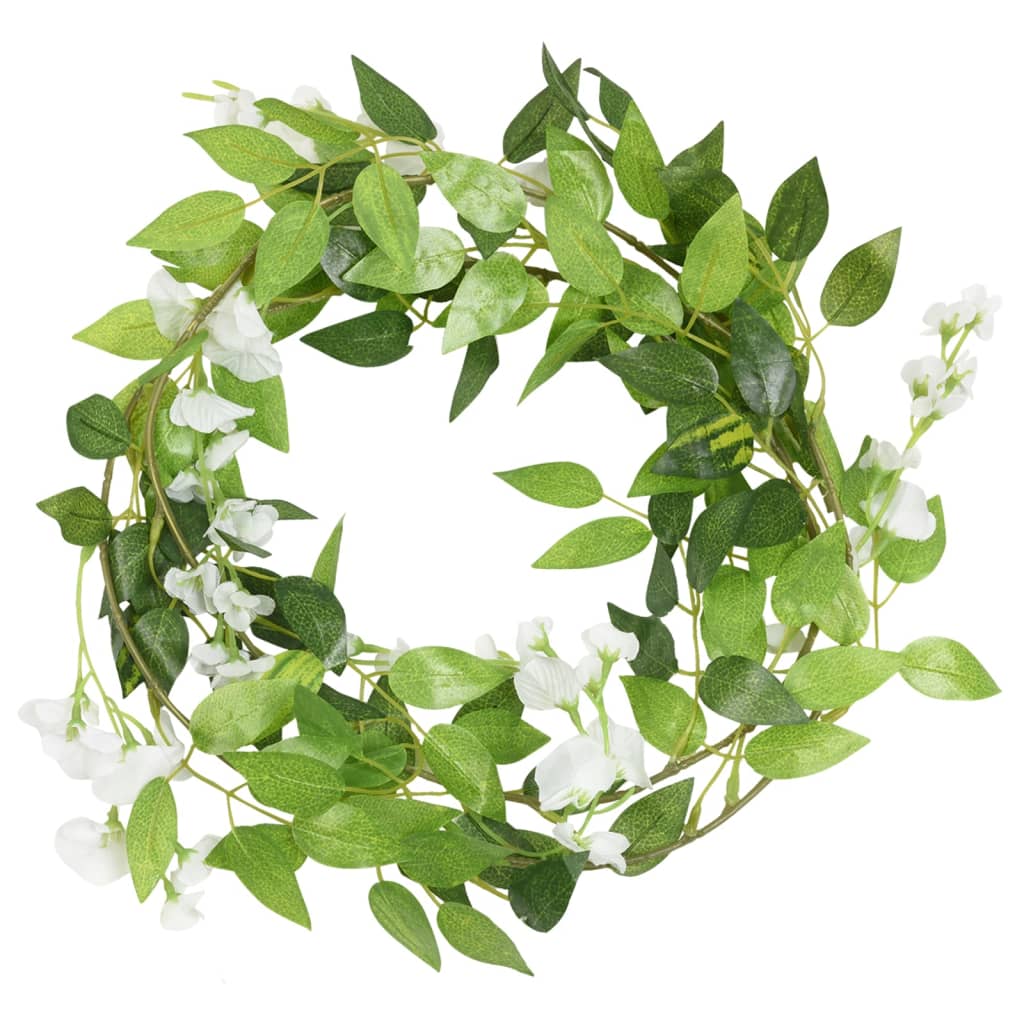 Vetonek Guirnaldas de flores de Navidad 6 uds blanco 200 cm