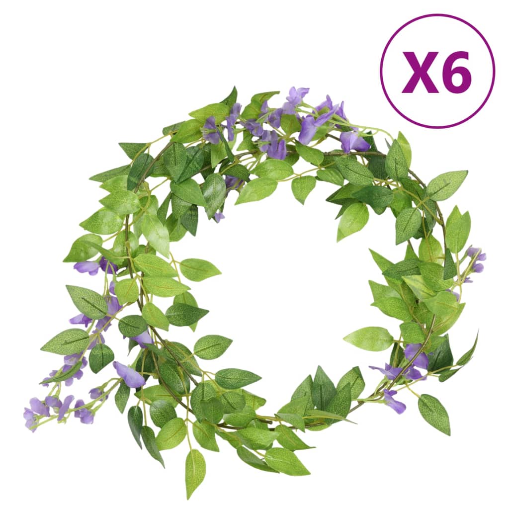 Guirnaldas de flores de navidad 6 uds morado 200 cm v7129 Vetonek