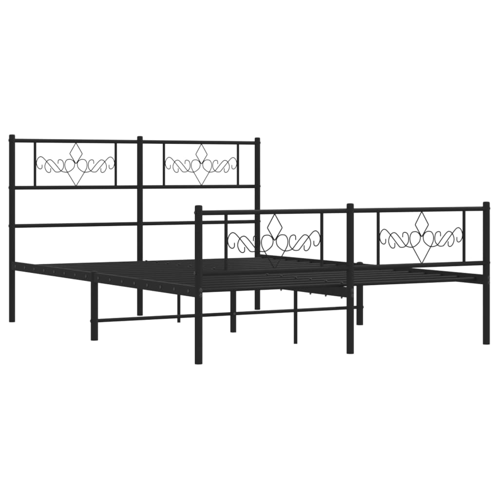 Bett ohne Matratzenbett mit schwarzem Metall 140x190 cm