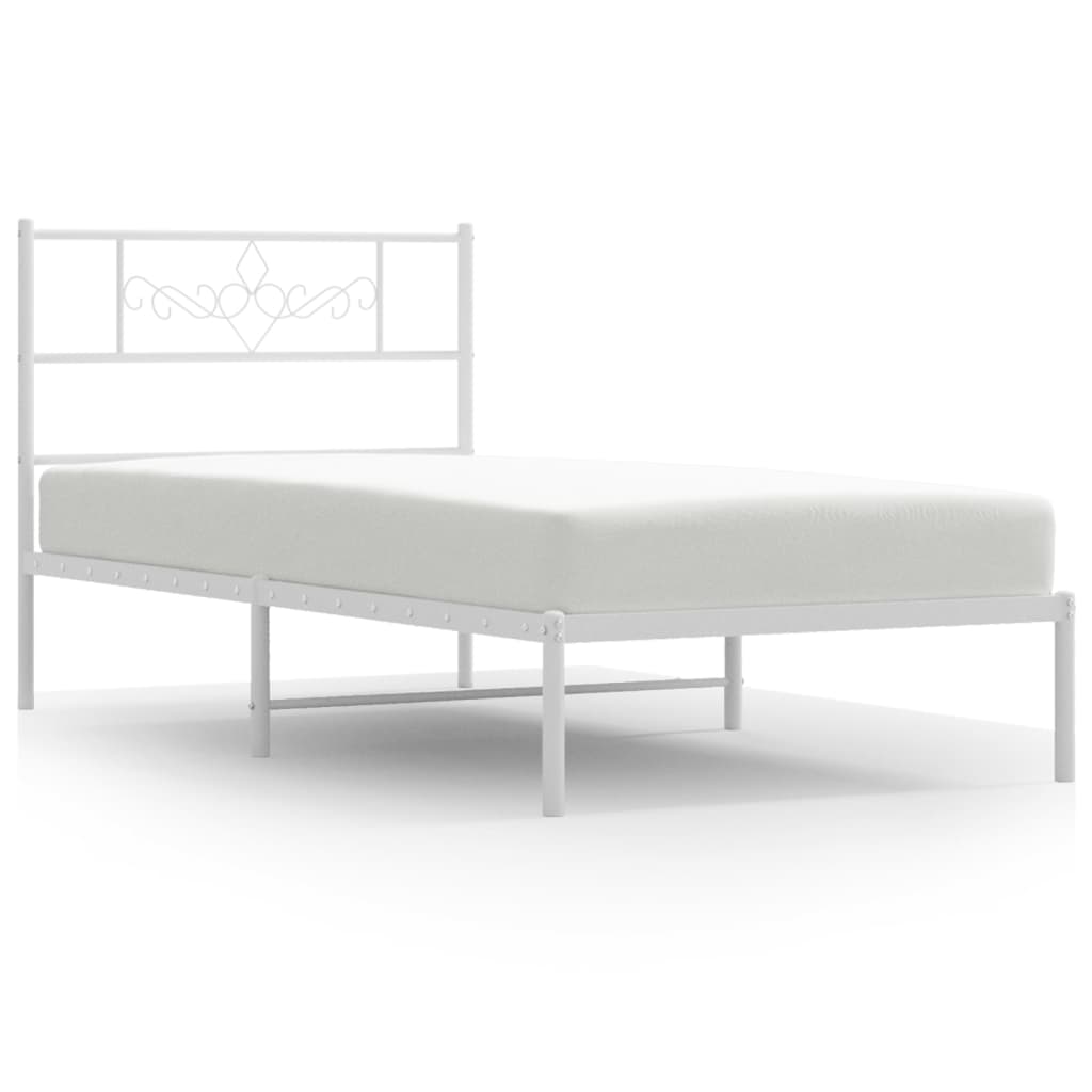 Estructura cama sin colchón con cabecero metal blanco 80x200 cm vidaXL