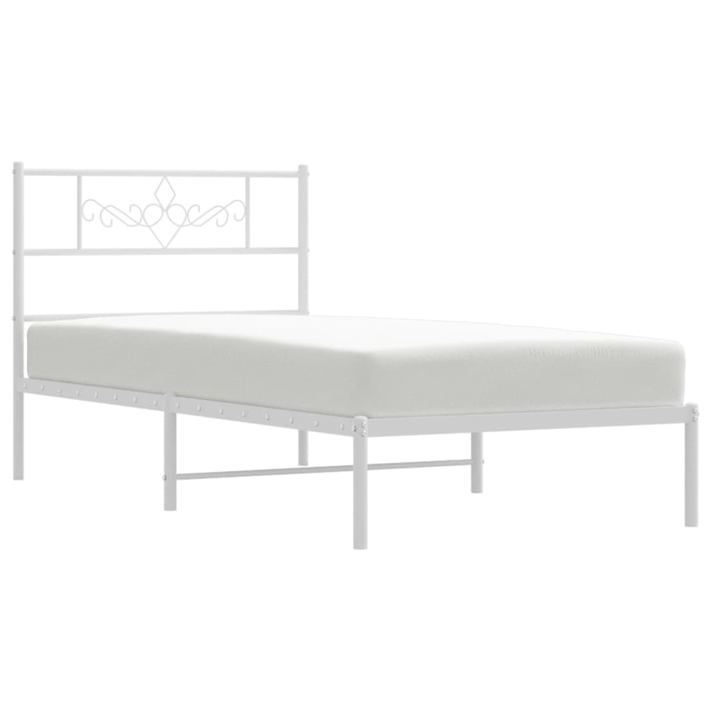 Estructura cama sin colchón con cabecero metal blanco 80x200 cm vidaXL