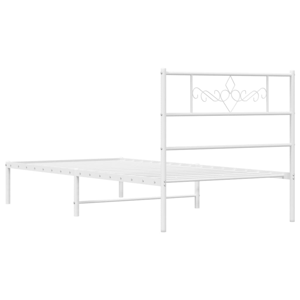 Estructura cama sin colchón con cabecero metal blanco 80x200 cm vidaXL