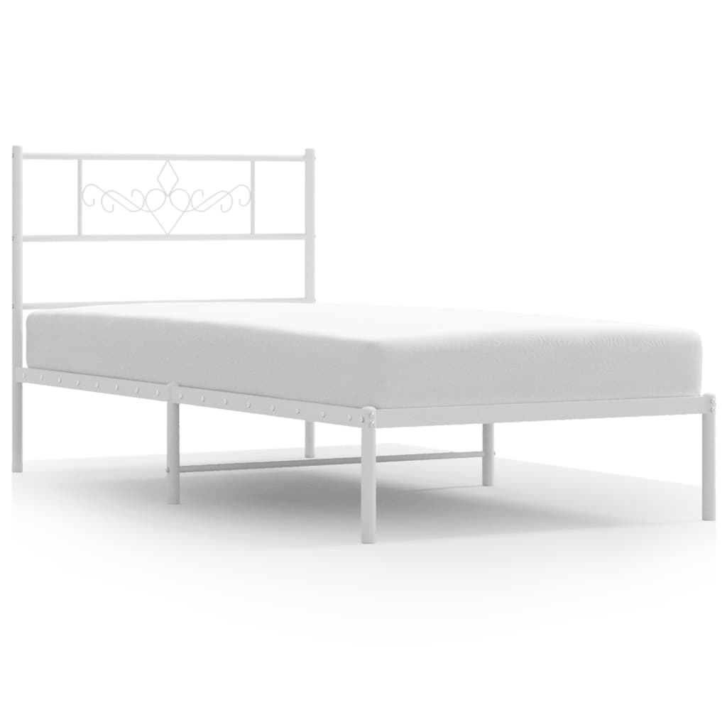 Estructura cama sin colchón con cabecero metal blanco 100x200cm vidaXL