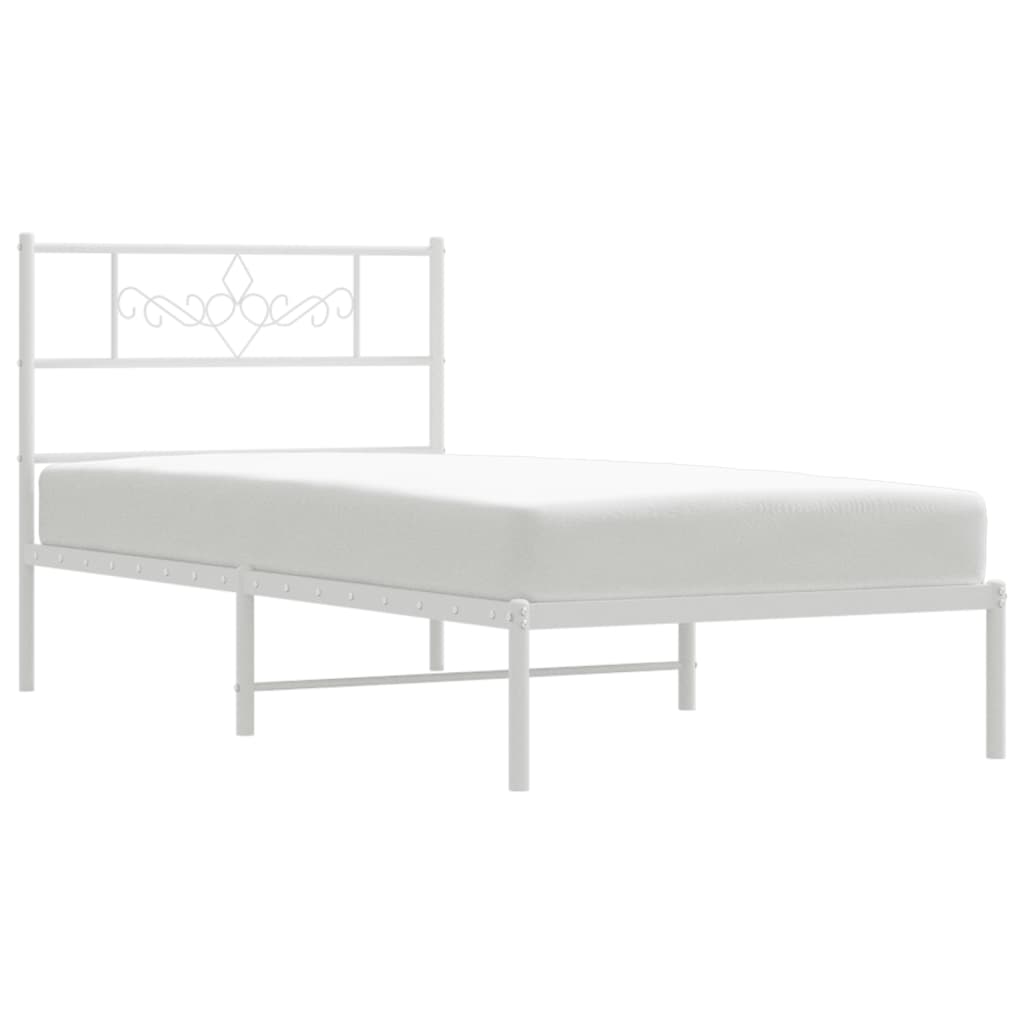 Estructura cama sin colchón con cabecero metal blanco 100x200cm vidaXL