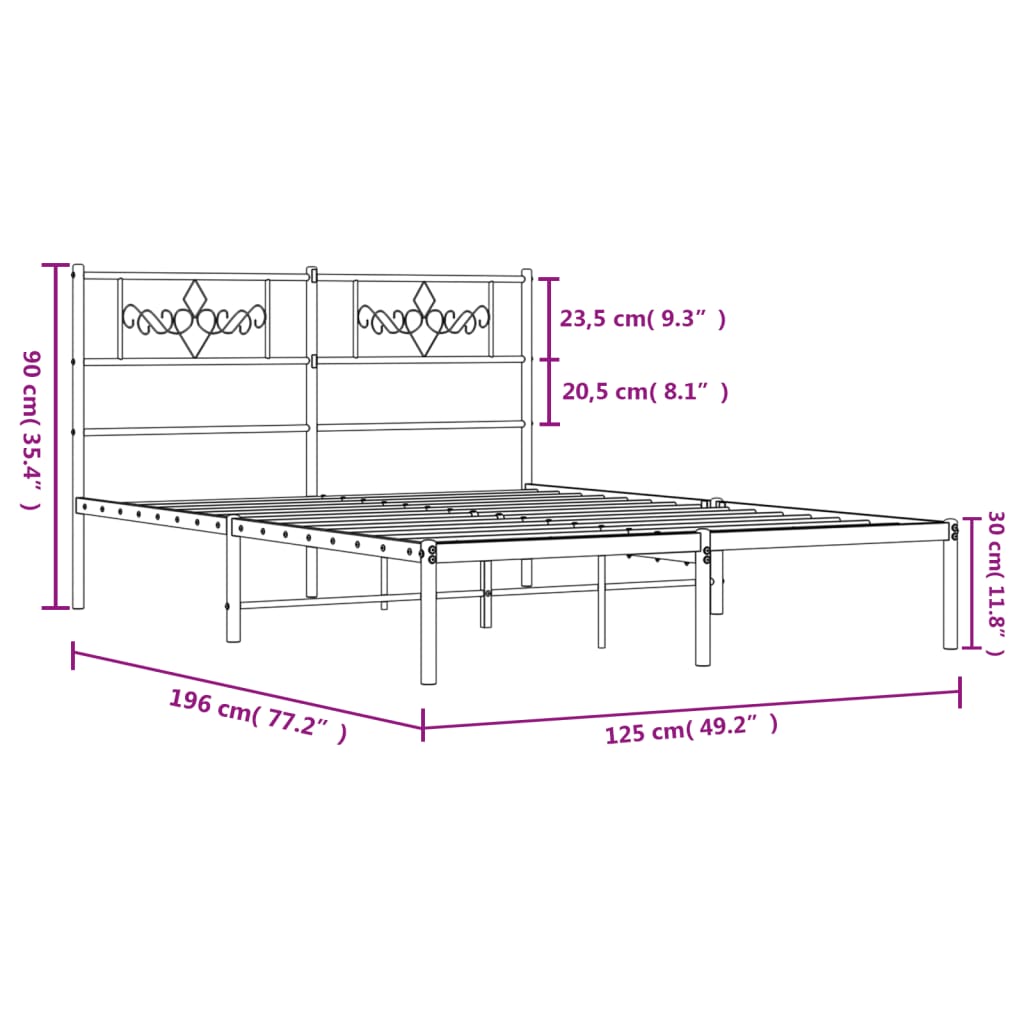 Estructura cama sin colchón con cabecero metal blanco 120x190cm vidaXL