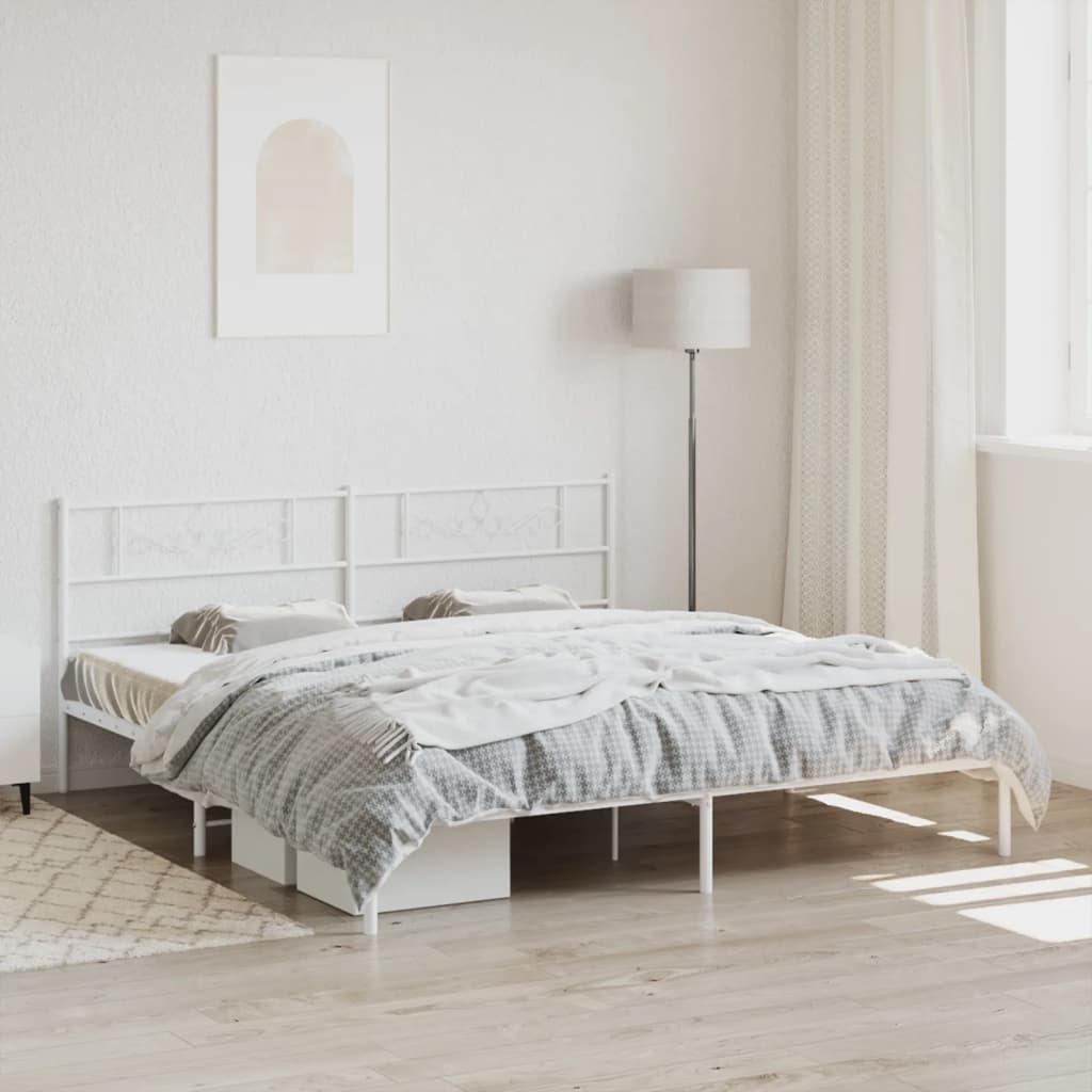 Vetonek Estructura cama sin colchón con cabecero metal blanco 183x213cm