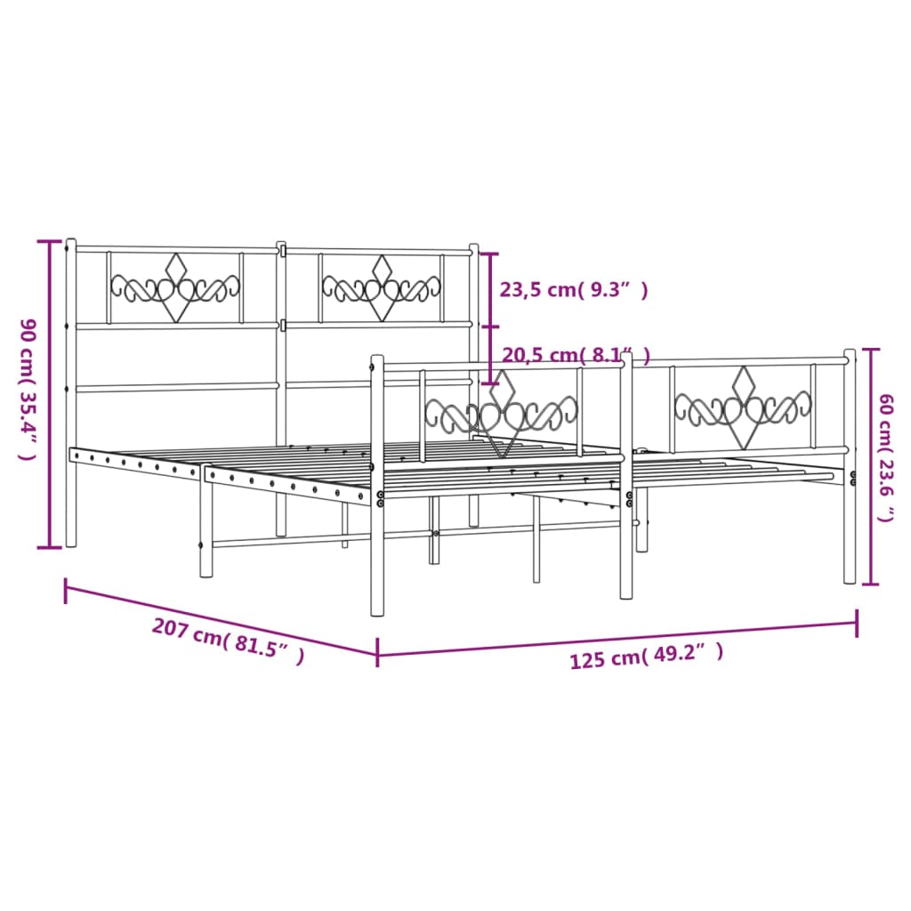 Estructura cama sin colchón con estribo metal blanco 120x200 cm