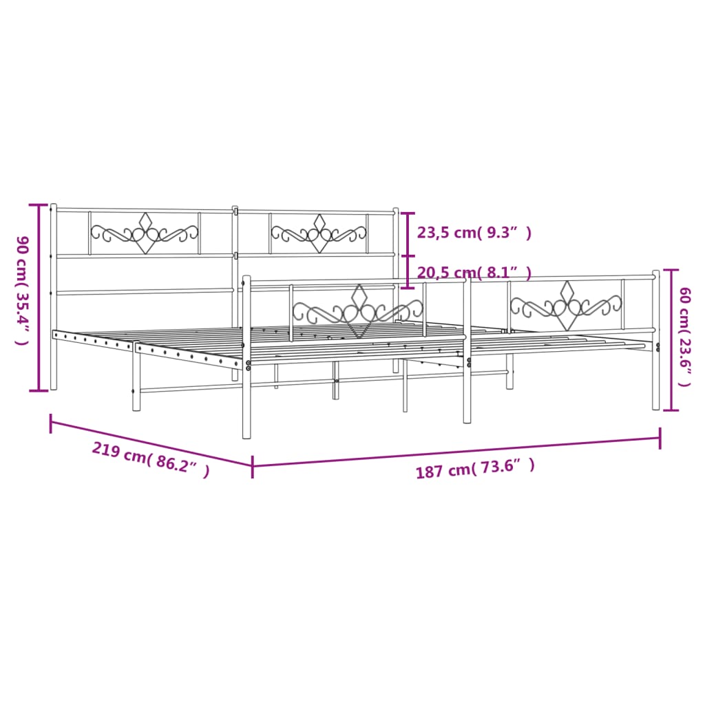 Estructura cama sin colchón con estribo metal blanco 183x213 cm vidaXL