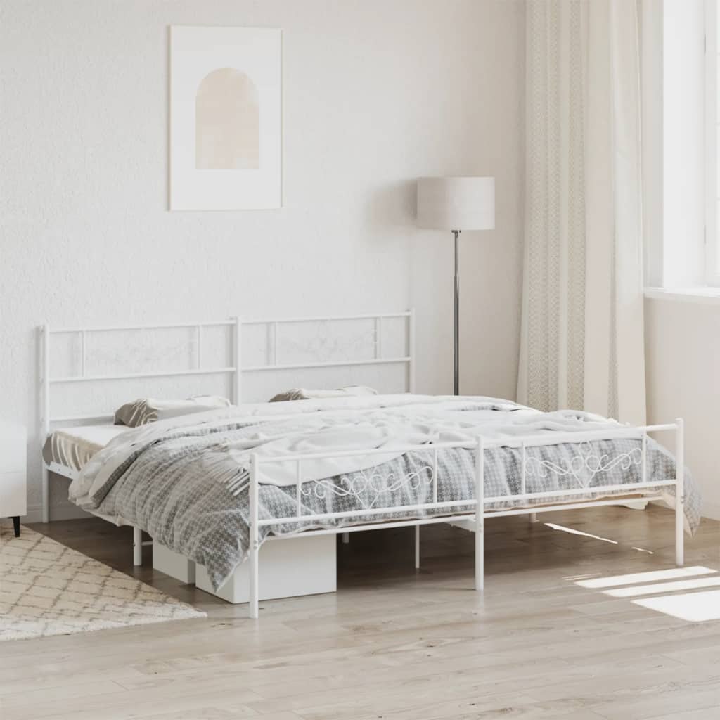 Vetonek Estructura cama sin colchón con estribo metal blanco 200x200 cm