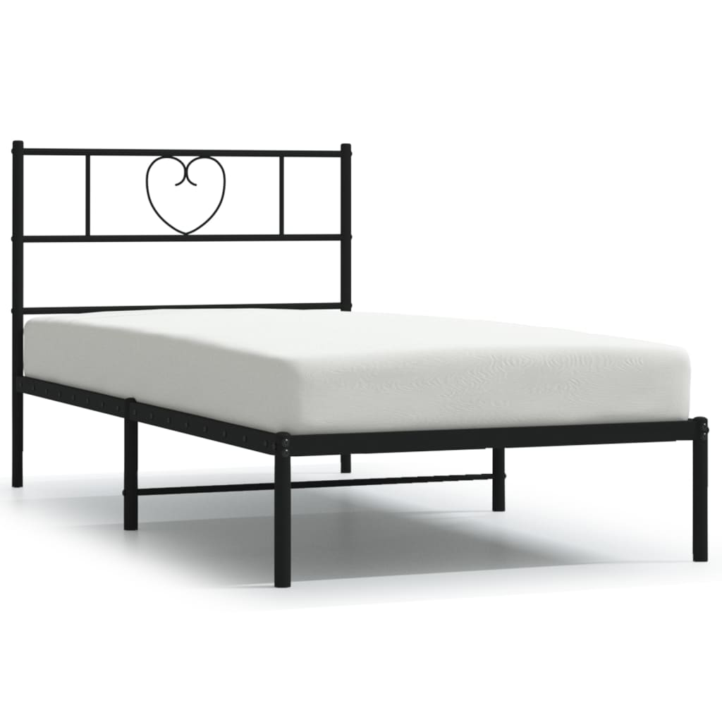 Estructura cama sin colchón con cabecero metal negro 100x190 cm vidaXL