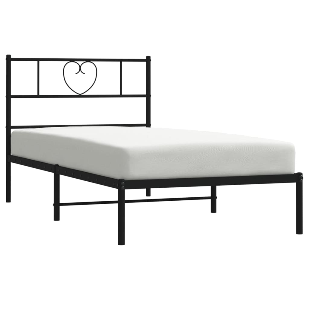 Estructura cama sin colchón con cabecero metal negro 100x190 cm vidaXL