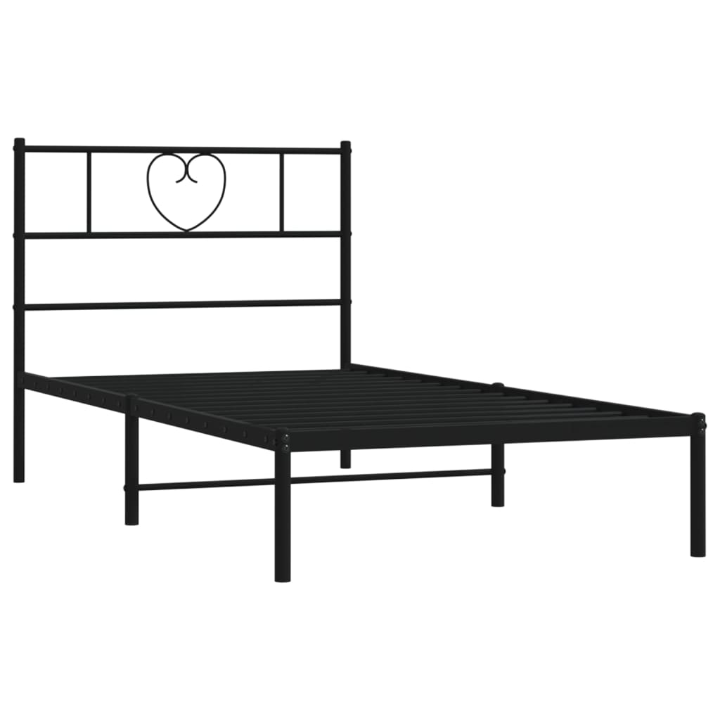 Estructura cama sin colchón con cabecero metal negro 100x190 cm vidaXL