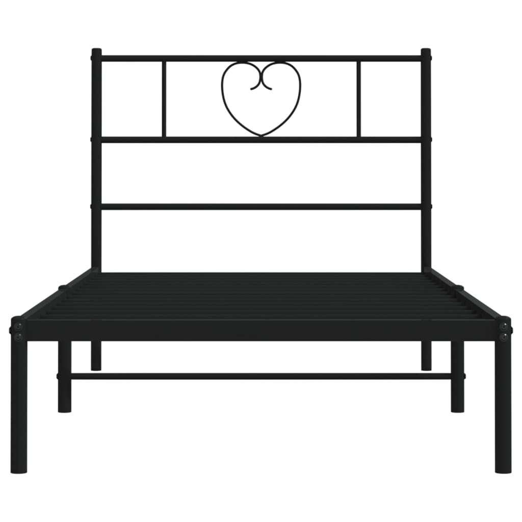 Estructura cama sin colchón con cabecero metal negro 100x190 cm vidaXL