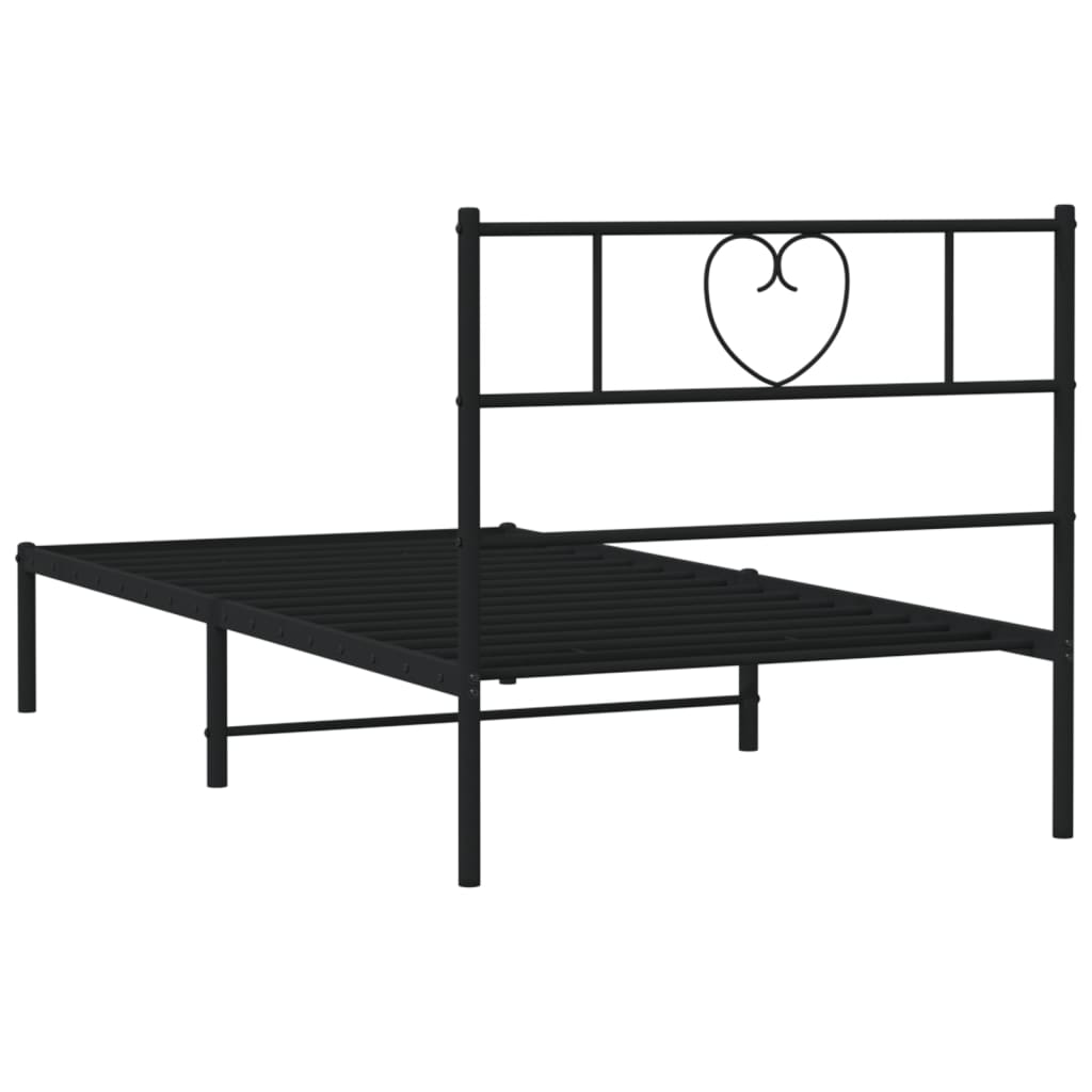 Estructura cama sin colchón con cabecero metal negro 100x190 cm vidaXL