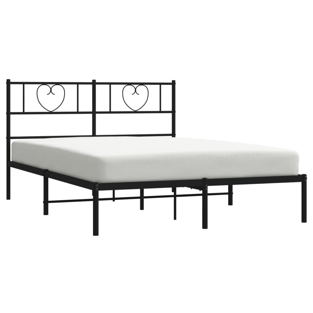 Estructura cama sin colchón con cabecero metal negro 120x190 cm vidaXL