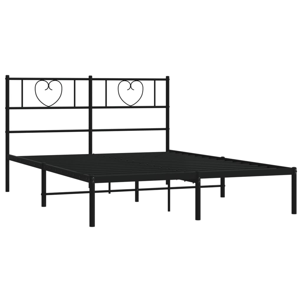 Estructura cama sin colchón con cabecero metal negro 120x190 cm vidaXL