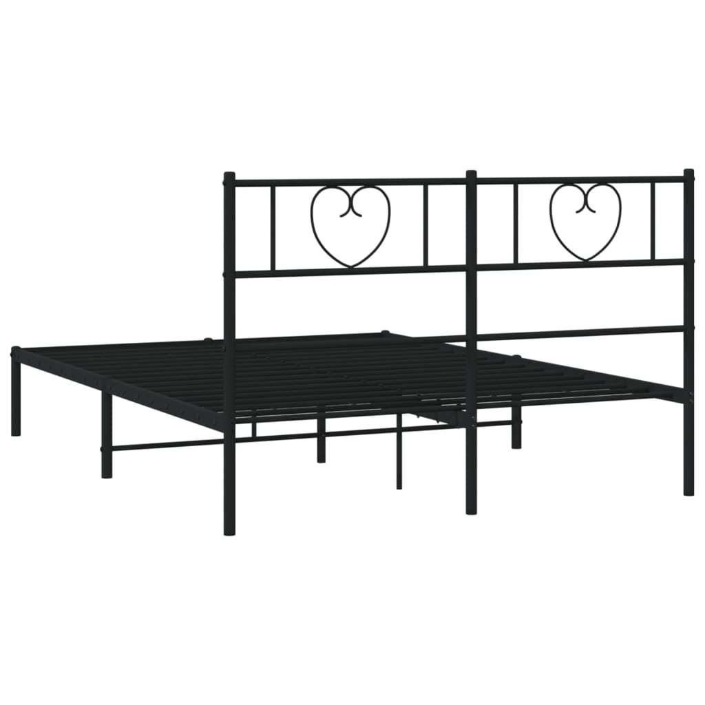 Estructura cama sin colchón con cabecero metal negro 120x190 cm vidaXL