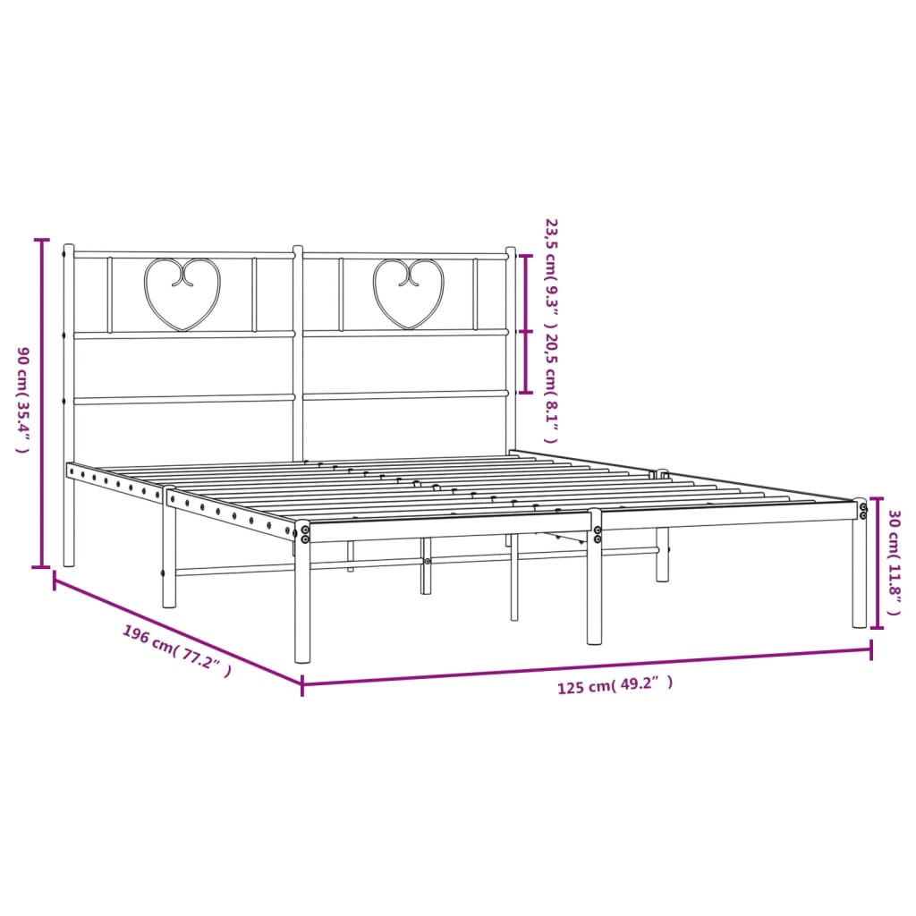 Estructura cama sin colchón con cabecero metal negro 120x190 cm vidaXL