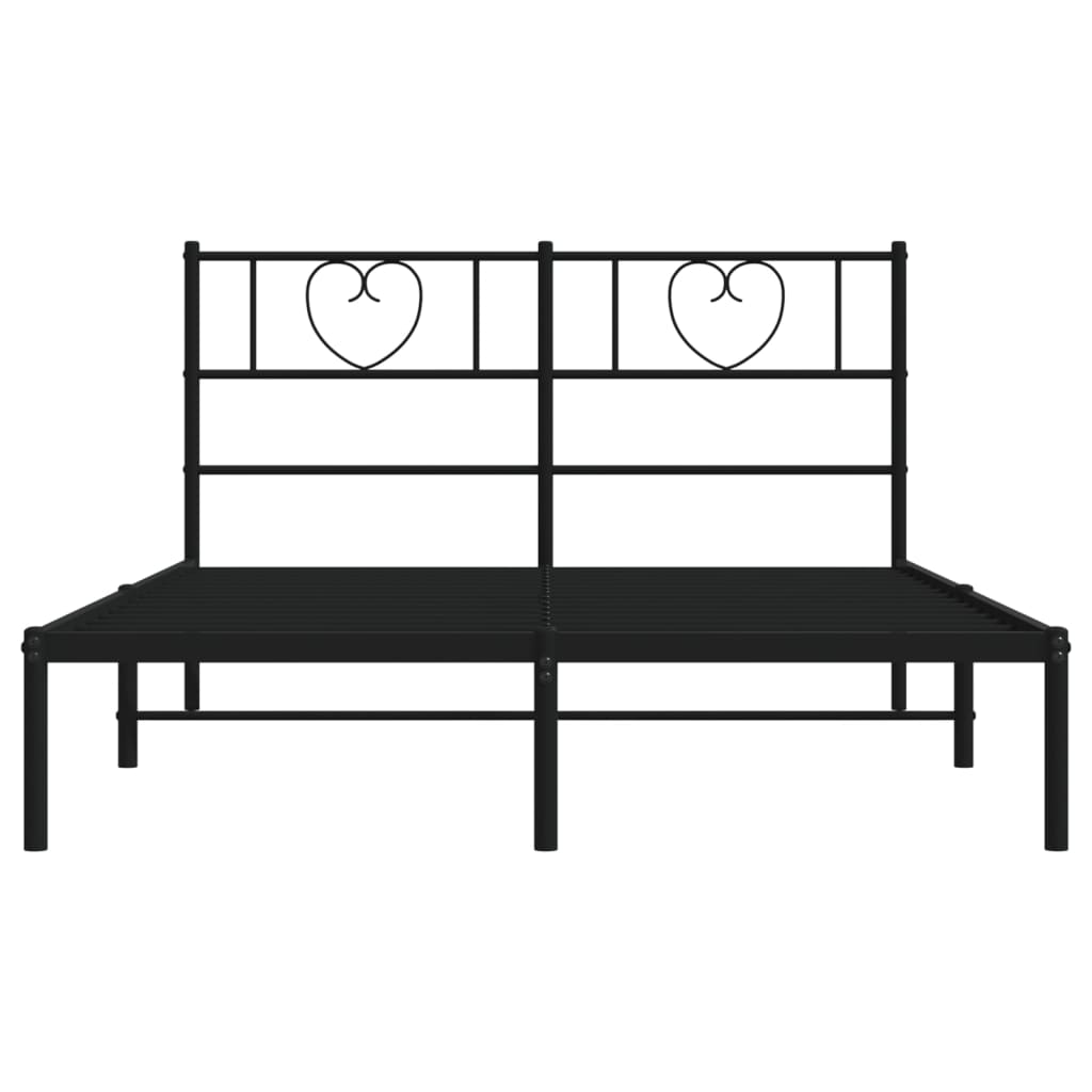 Estructura cama sin colchón con cabecero metal negro 135x190 cm vidaXL