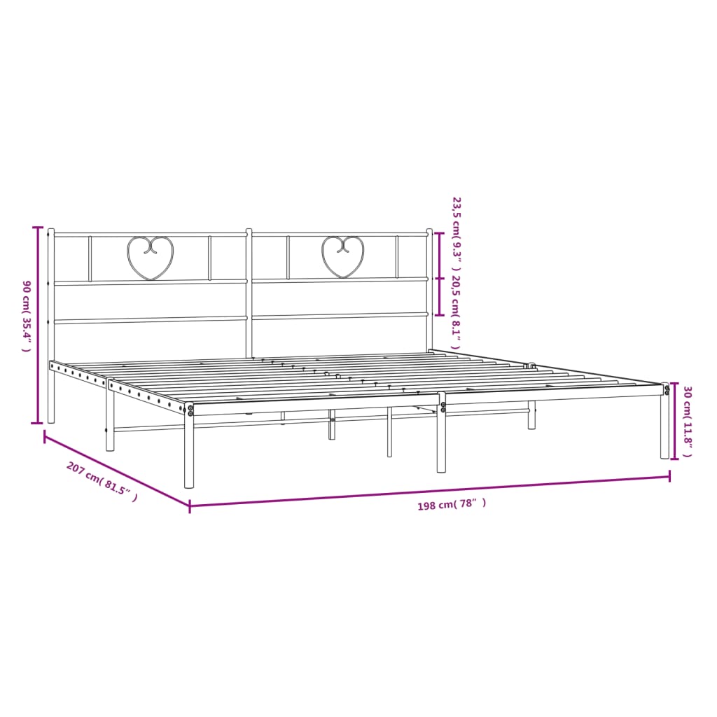 Estructura cama sin colchón con cabecero metal negro 193x203 cm vidaXL