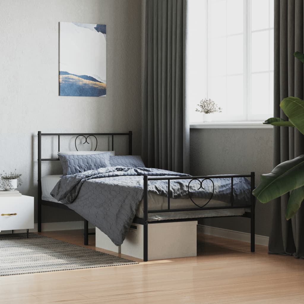 Vetonek Estructura cama sin colchón con estribo metal negro 90x190 cm