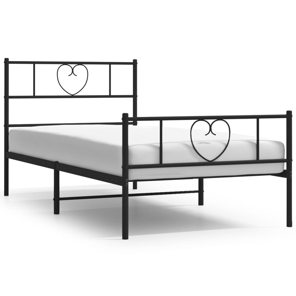 Estructura cama sin colchón con estribo metal negro 90x200 cm vidaXL